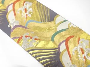 荒波模様織り出し　振袖用袋帯